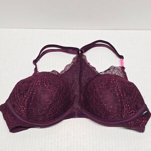 VS PINK DATE PUSH UP BRA LACE BACK FRONT CLASP 34B Victoria's Secret NEW